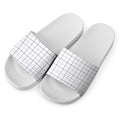 White Grey And Purple Tattersall Print White Slide Sandals