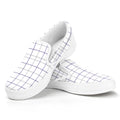 White Grey And Purple Tattersall Print White Slip On Sneakers