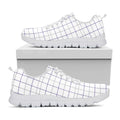 White Grey And Purple Tattersall Print White Running Shoes