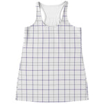 White Grey And Purple Tattersall Print Women's Racerback Tank Top