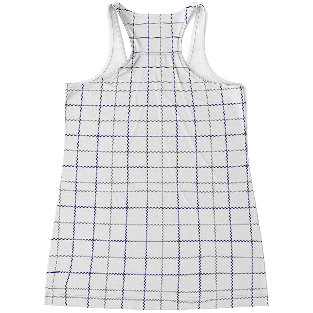 White Grey And Purple Tattersall Print Women's Racerback Tank Top