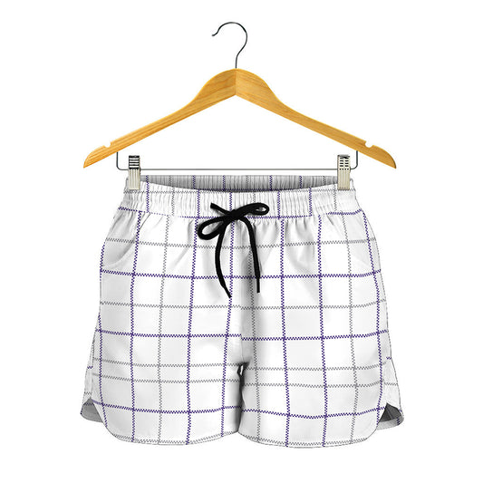 White Grey And Purple Tattersall Print Women's Shorts
