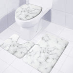 White Grey Smoke Marble Print 3 Piece Bath Mat Set