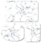 White Grey Smoke Marble Print 3 Piece Bath Mat Set
