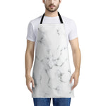 White Grey Smoke Marble Print Apron