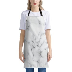 White Grey Smoke Marble Print Apron