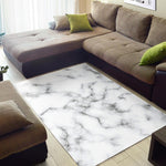 White Grey Smoke Marble Print Area Rug GearFrost