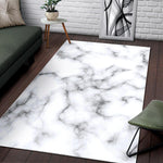 White Grey Smoke Marble Print Area Rug GearFrost