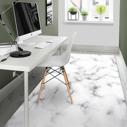 White Grey Smoke Marble Print Area Rug GearFrost