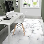 White Grey Smoke Marble Print Area Rug GearFrost