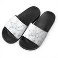 White Grey Smoke Marble Print Black Slide Sandals