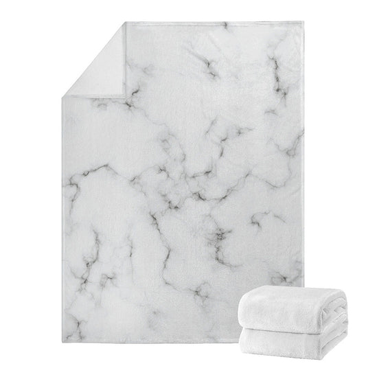White Grey Smoke Marble Print Blanket