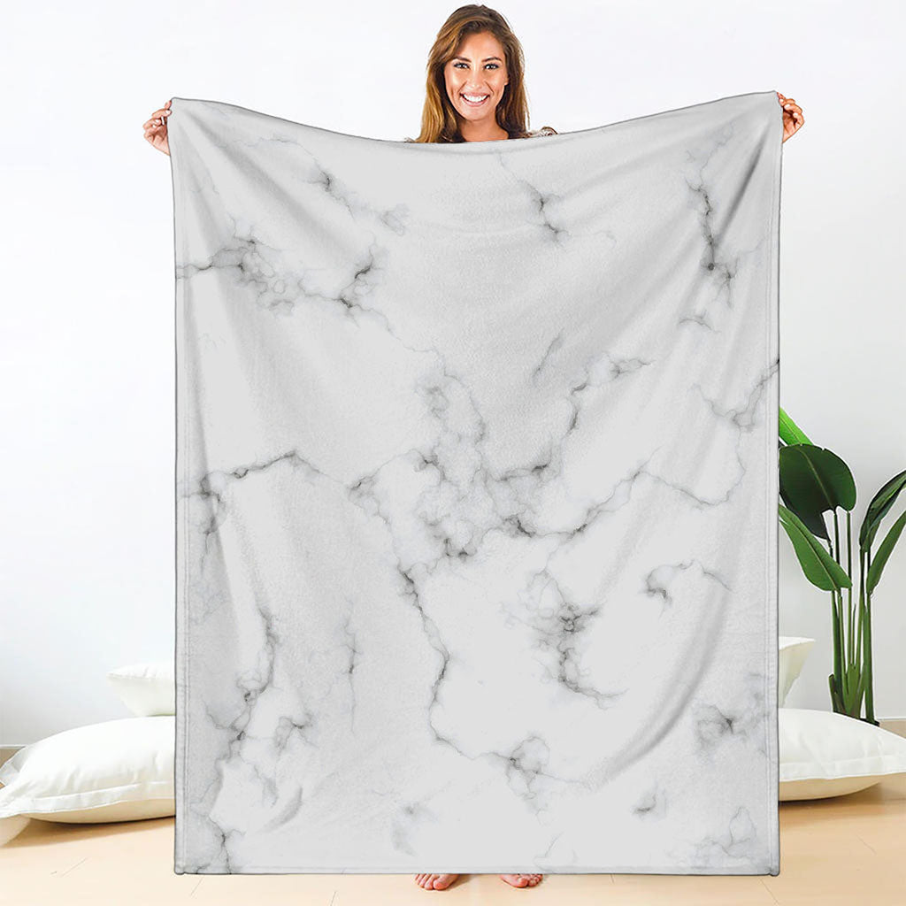 White Grey Smoke Marble Print Blanket