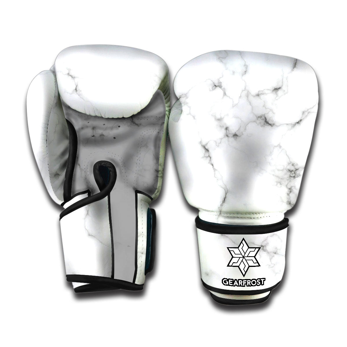 White Grey Smoke Marble Print Boxing Gloves