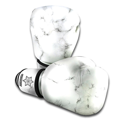 White Grey Smoke Marble Print Boxing Gloves