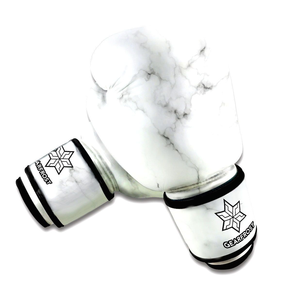 White Grey Smoke Marble Print Boxing Gloves
