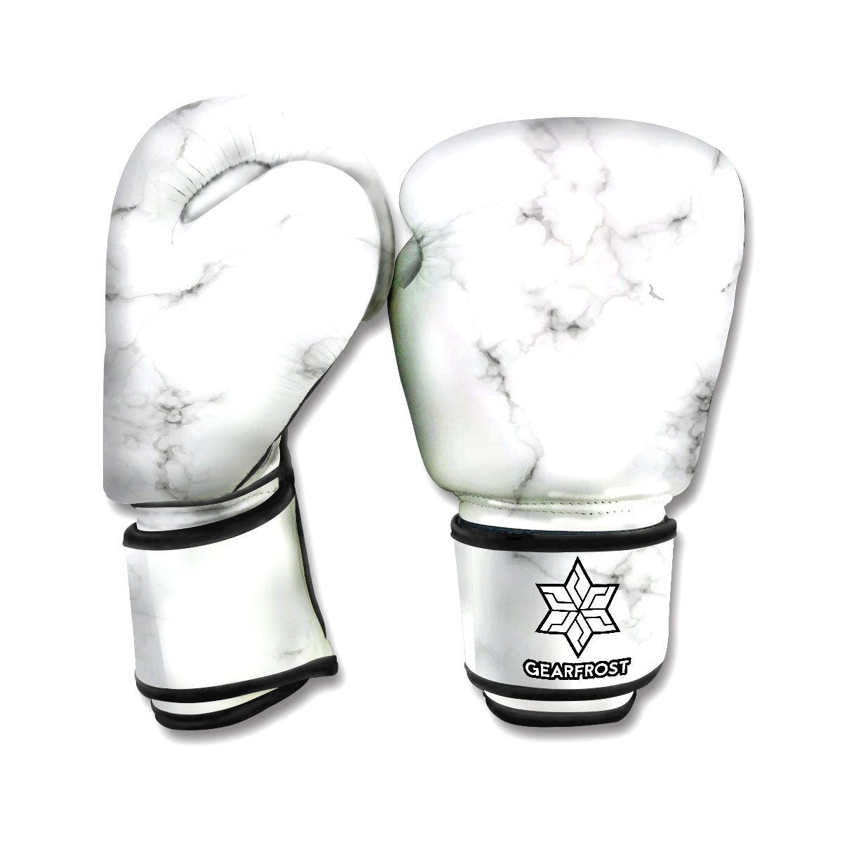 White Grey Smoke Marble Print Boxing Gloves