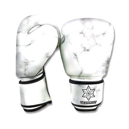 White Grey Smoke Marble Print Boxing Gloves