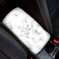 White Grey Smoke Marble Print Car Center Console Cover