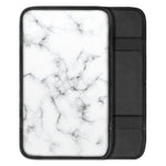 White Grey Smoke Marble Print Car Center Console Cover