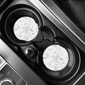 White Grey Smoke Marble Print Car Coasters