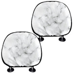 White Grey Smoke Marble Print Car Headrest Covers