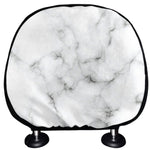 White Grey Smoke Marble Print Car Headrest Covers