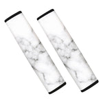 White Grey Smoke Marble Print Car Seat Belt Covers
