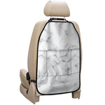 White Grey Smoke Marble Print Car Seat Organizers