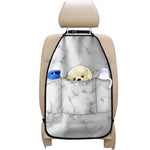White Grey Smoke Marble Print Car Seat Organizers