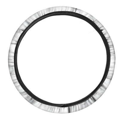 White Grey Smoke Marble Print Car Steering Wheel Cover
