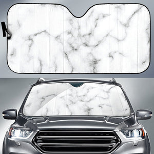 White Grey Smoke Marble Print Car Sun Shade GearFrost