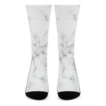 White Grey Smoke Marble Print Crew Socks