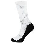 White Grey Smoke Marble Print Crew Socks