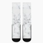 White Grey Smoke Marble Print Crew Socks