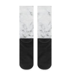 White Grey Smoke Marble Print Crew Socks