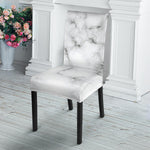 White Grey Smoke Marble Print Dining Chair Slipcover