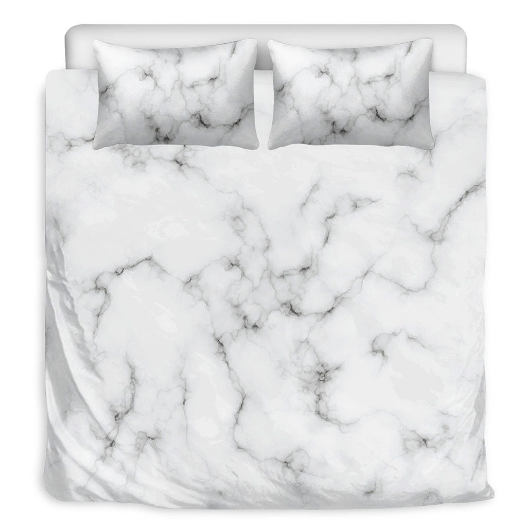 White Grey Smoke Marble Print Duvet Cover Bedding Set