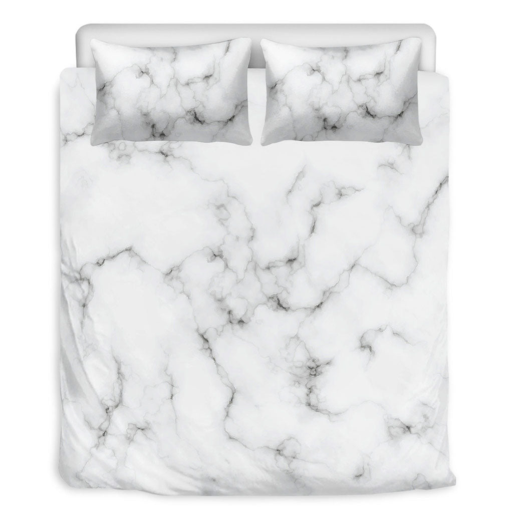 White Grey Smoke Marble Print Duvet Cover Bedding Set