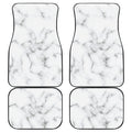 White Grey Smoke Marble Print Front and Back Car Floor Mats