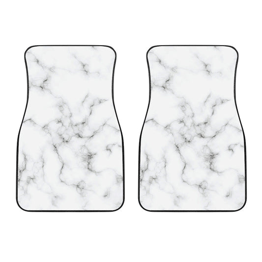 White Grey Smoke Marble Print Front Car Floor Mats