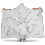 White Grey Smoke Marble Print Hooded Blanket