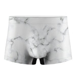 White Grey Smoke Marble Print Men's Boxer Briefs