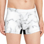 White Grey Smoke Marble Print Men's Boxer Briefs