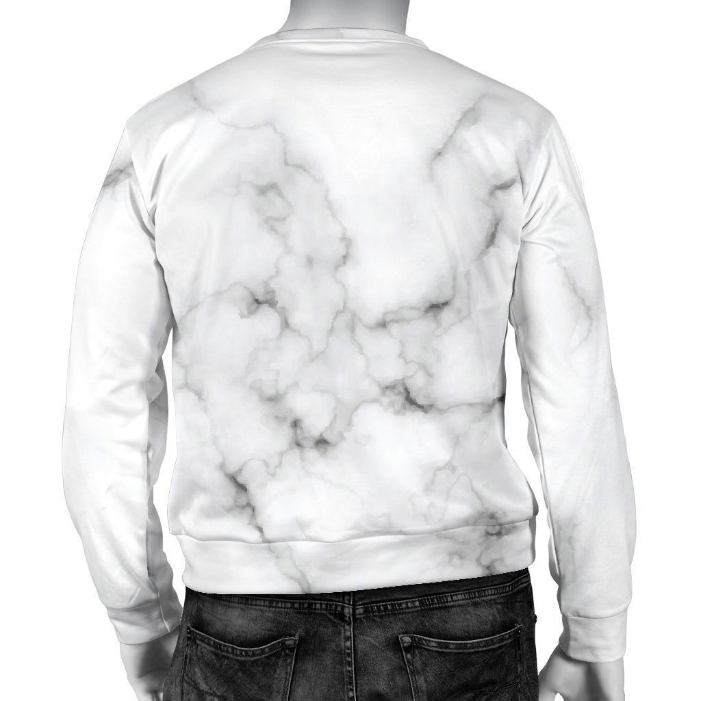 White Grey Smoke Marble Print Men's Crewneck Sweatshirt GearFrost
