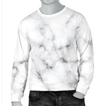 White Grey Smoke Marble Print Men's Crewneck Sweatshirt GearFrost