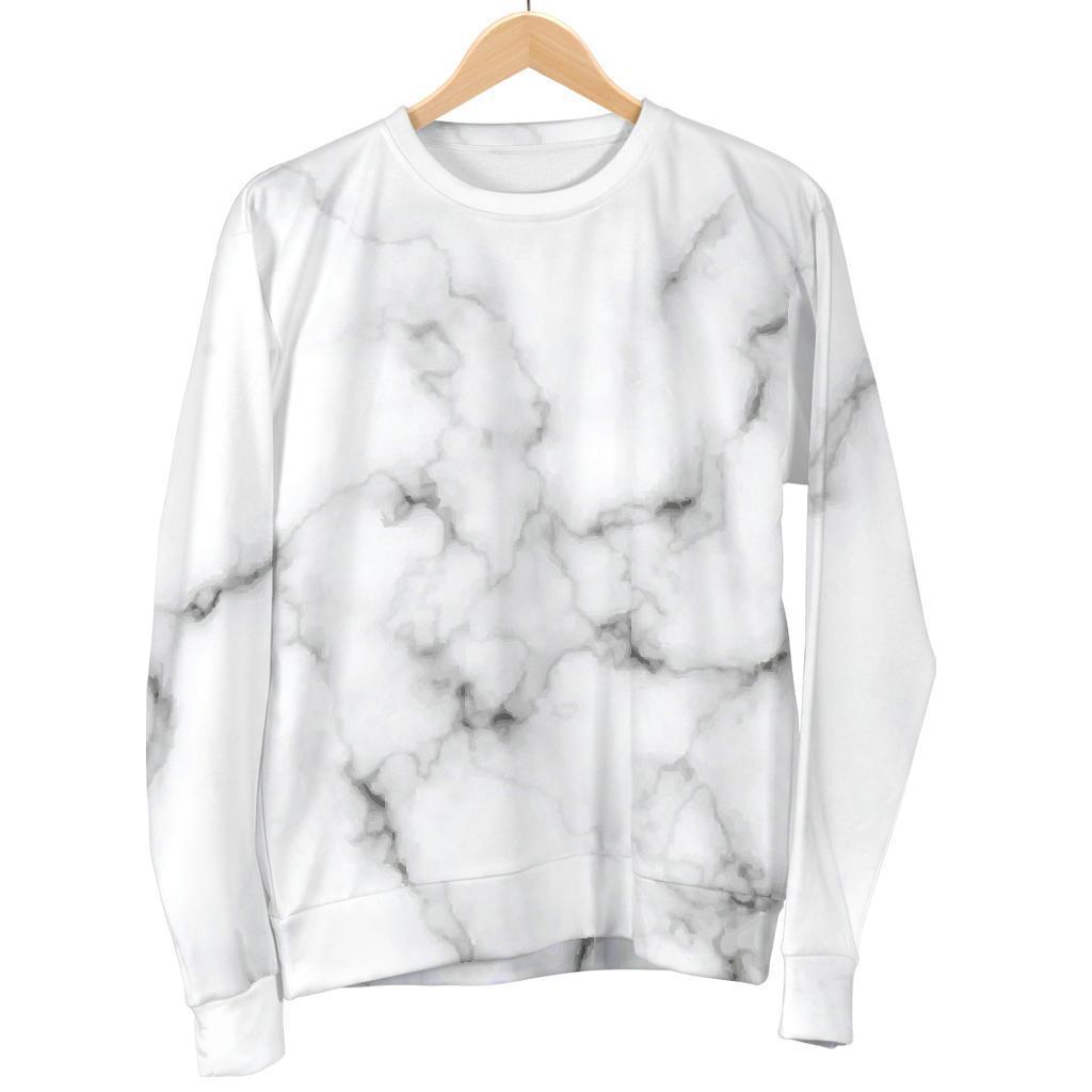 White Grey Smoke Marble Print Men's Crewneck Sweatshirt GearFrost