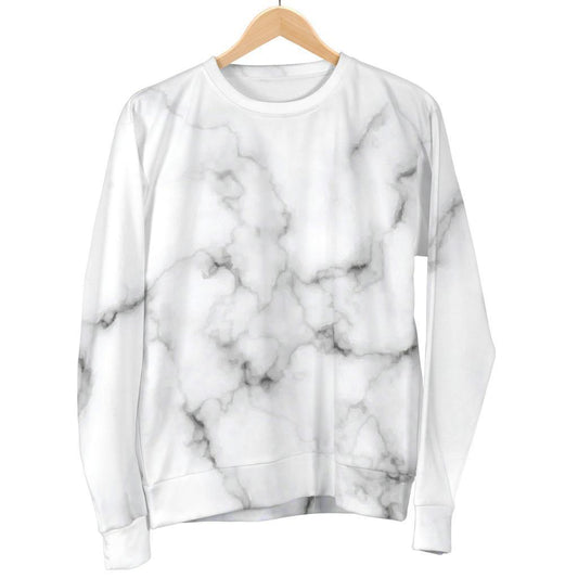 White Grey Smoke Marble Print Men's Crewneck Sweatshirt GearFrost