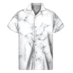 White Grey Smoke Marble Print Men's Short Sleeve Shirt