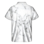 White Grey Smoke Marble Print Men's Short Sleeve Shirt